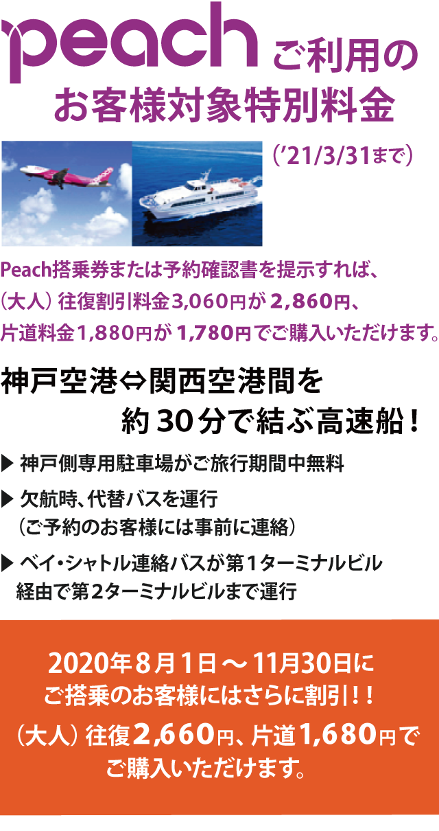 Peachご利用のお客様対象特別割引料金